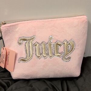 Juicy Couture Blush Pink Cosmetic Bag with Gold Accents